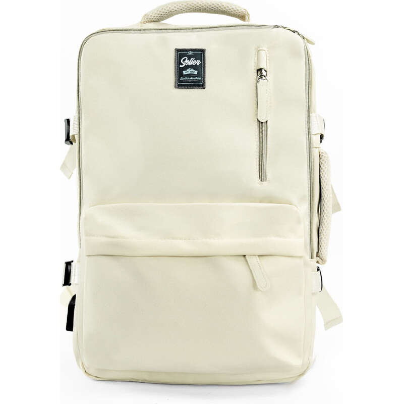 Smotanový priestranný cestovný batoh Solier NOA FV06 NOA BEIGE 62741066