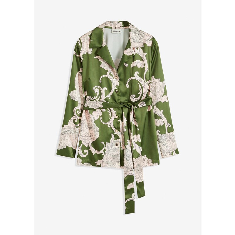 bonprix Blúzka z padavého saténu, farba zelená 62741232