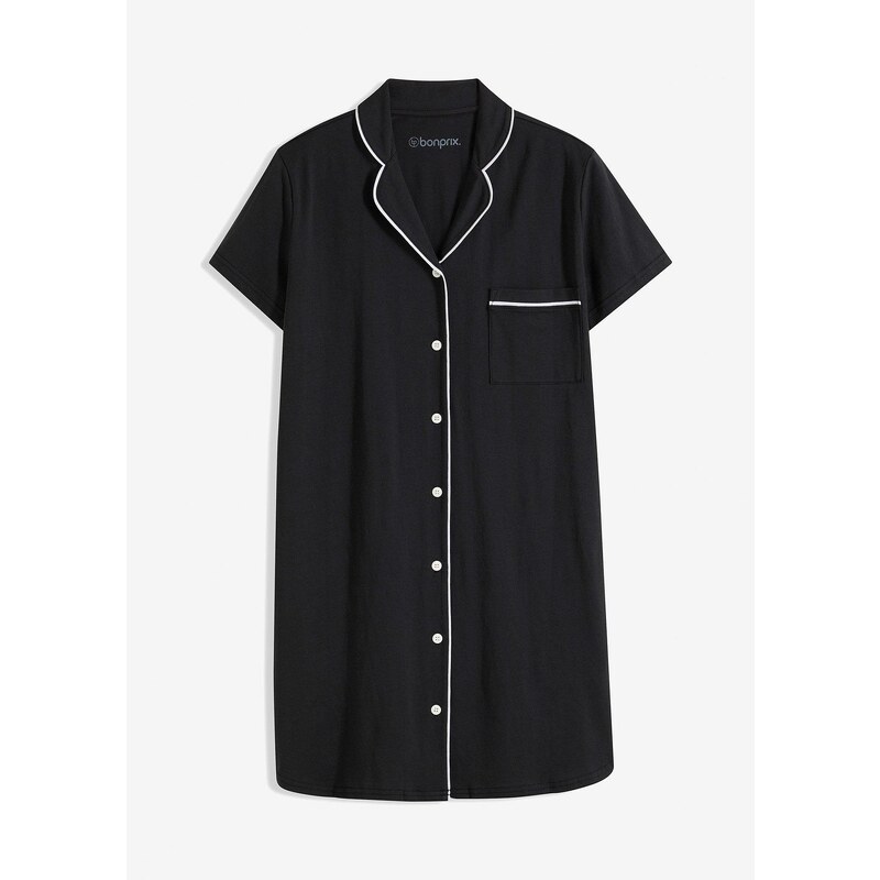 bonprix Nočná košeľa, krátka, z čistej bio bavlny, farba čierna 62741408