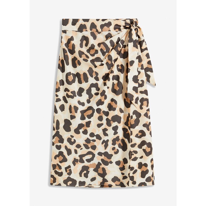 bonprix Zavinovacia sukňa z jemného viskózového mixu, farba béžová 62741423