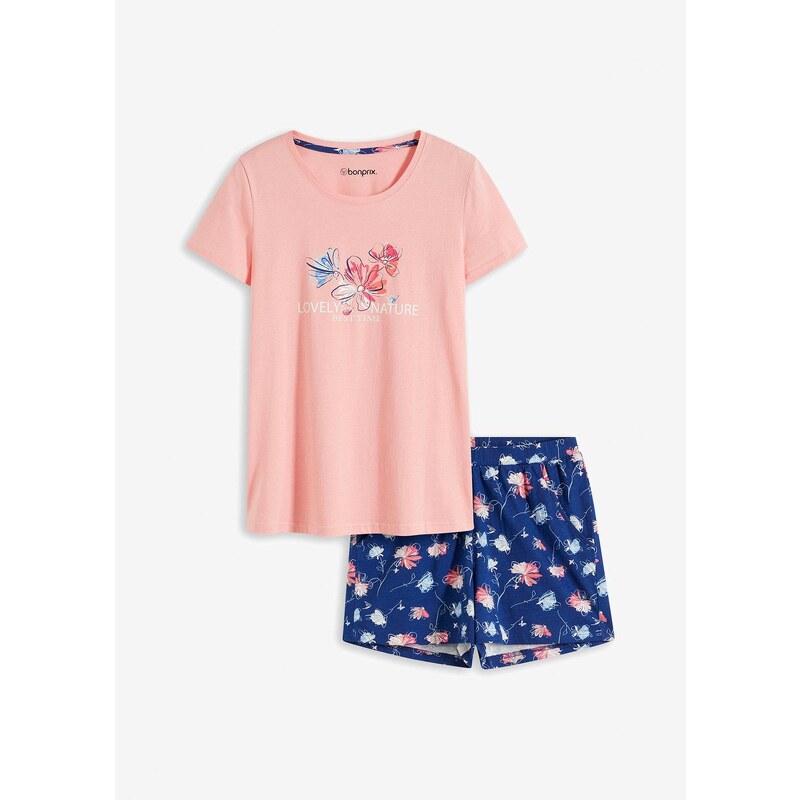 bonprix Krátke pyžamo s dlhšími šortkami, farba ružová 62741428
