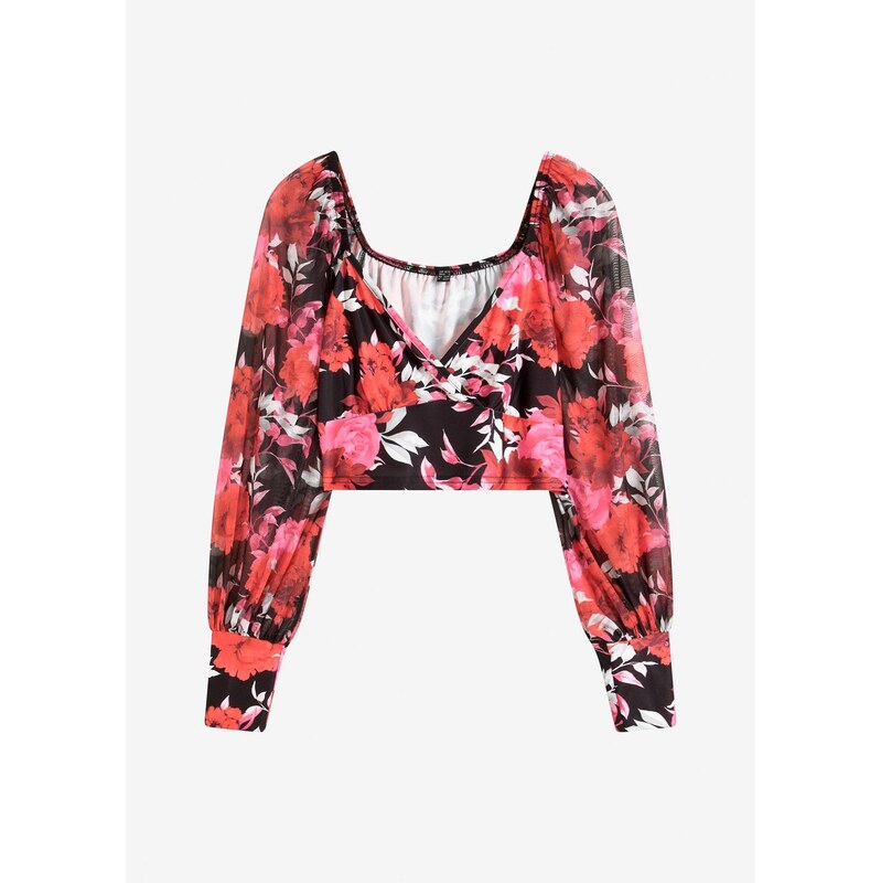 bonprix Blúzkový top, cropped, farba čierna 62741491