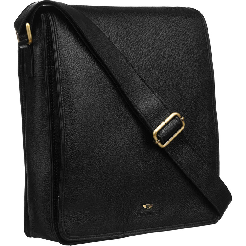 Veľká pánska taška z pravej kože čiernej farby s chlopňou - Peterson 67085228