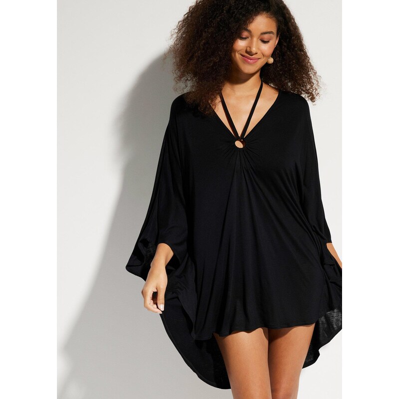 bonprix Transparetná plážová tunika z viskózy, farba čierna 62741122