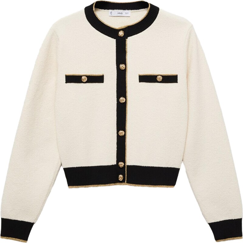 MANGO Kardigán Camila nebielená / čierna 62745233