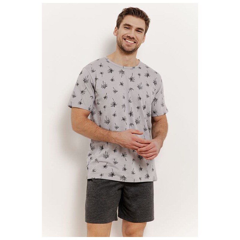 Taro Pánske pyžamo Archie sivé s palmami 62854537