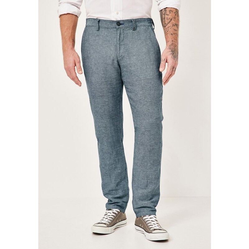 Pánske modré ľanové nohavice s bavlnou RED POINT 62755095