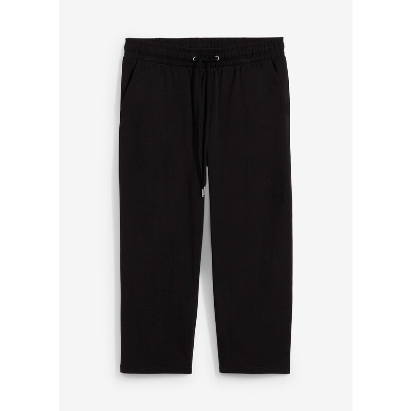 bonprix Teplákové nohavice z bavlneného streču, farba čierna 62471183