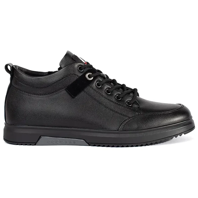 Shelvt Mens Black Insulated Lace-Up Shoes 64696108