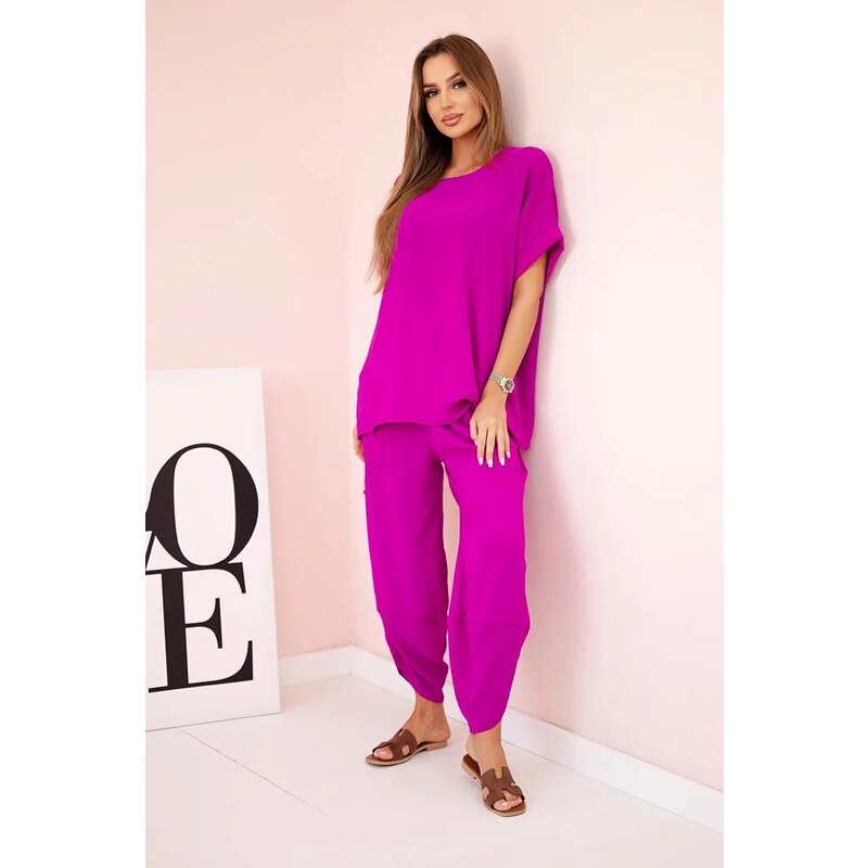 MladaModa Viskózová tepláková súprava model 5920 tmavá fialová 62639702