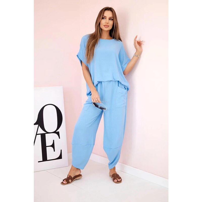 MladaModa Viskózová tepláková súprava model 5920 svetlomodrá 62639704