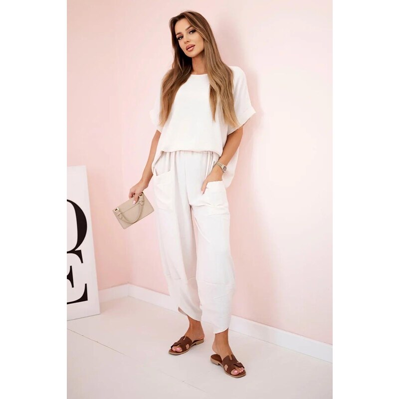 MladaModa Viskózová tepláková súprava model 5920 béžová 62639709