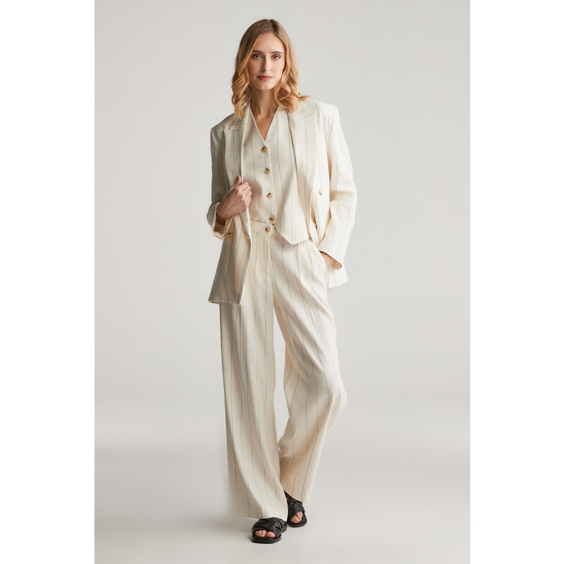 NOHAVICE GANT PINSTRIPE LINEN PANT EGGSHELL 62772587