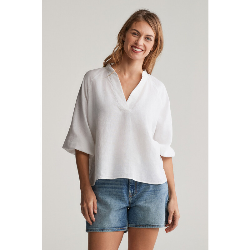 BLÚZKA GANT LINEN SS BLOUSE WHITE 62772591