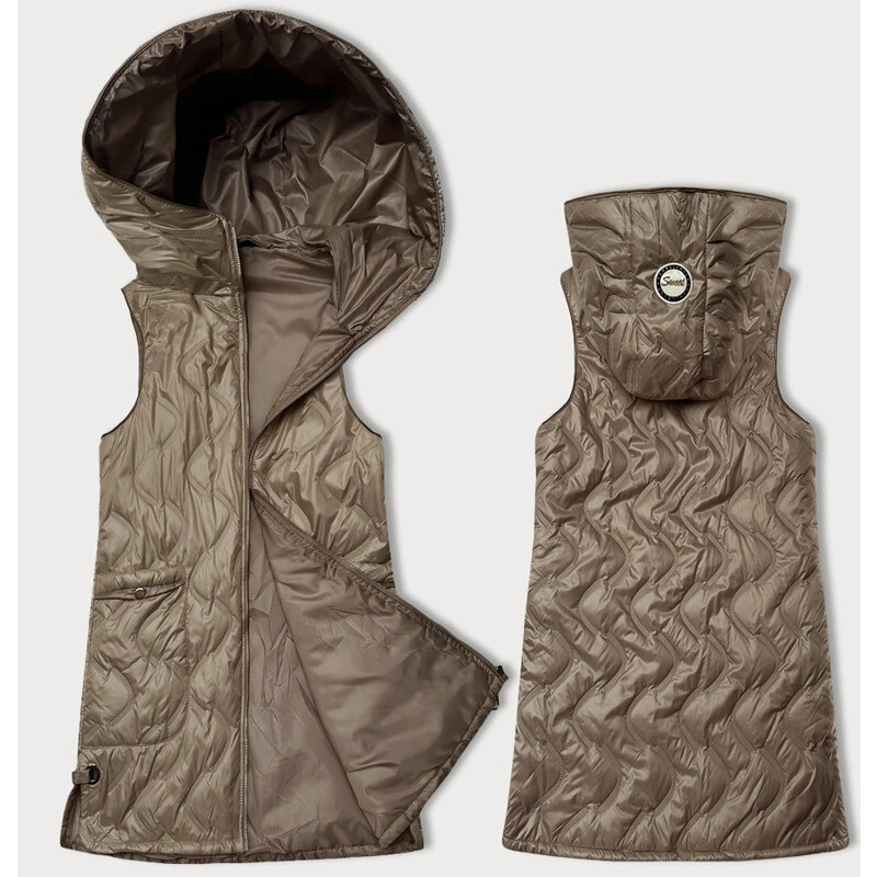Dámska prešívaná ozdobná bunda bez rukávov SWest camel (B8348-12) 62769952