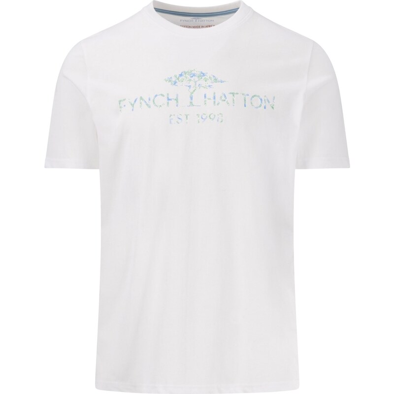 Pánske biele bavlnené tričko s logom FYNCH-HATTON 62777729
