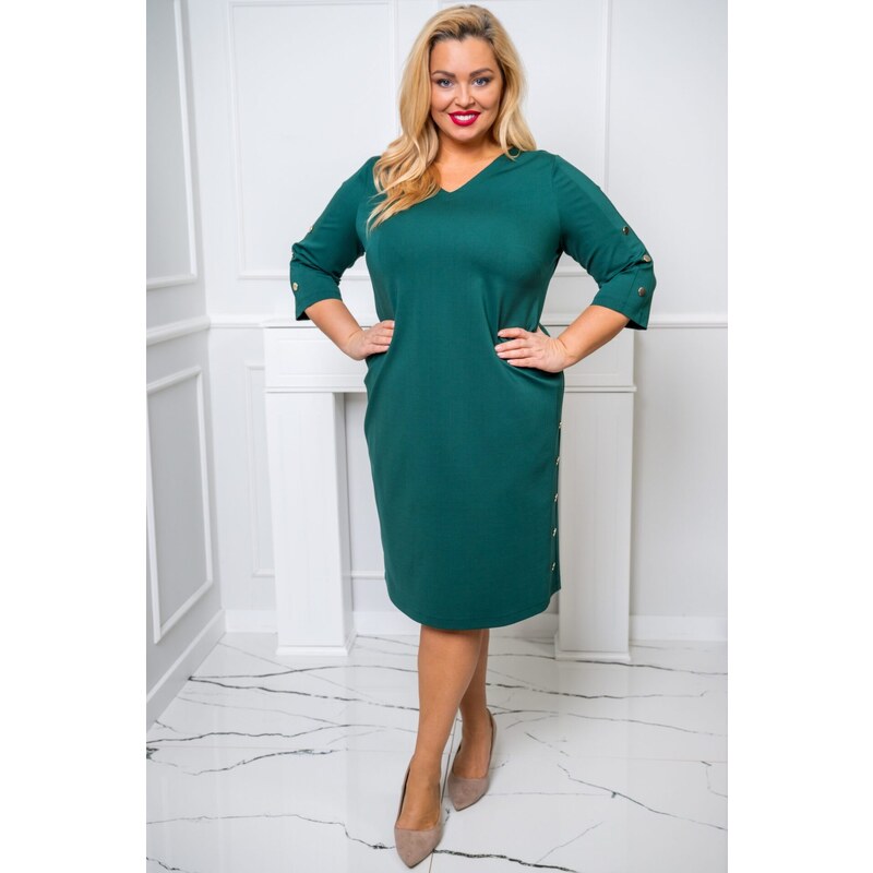 (veľ. 44) Šaty s ozdobnými gombíkmi zelené 66022721