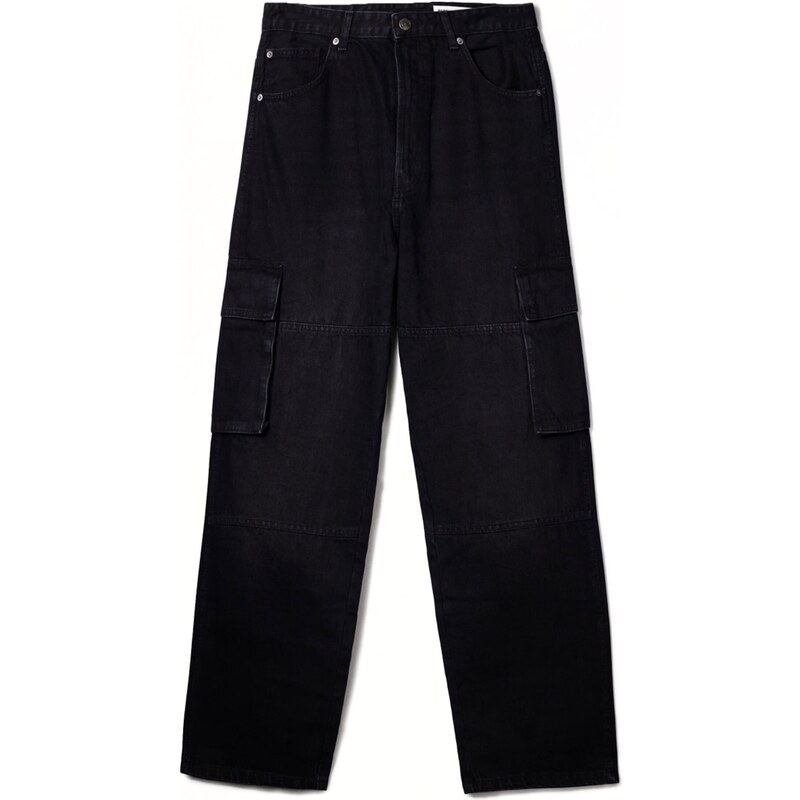 Bershka Rifľové kapsáče čierna 63156930