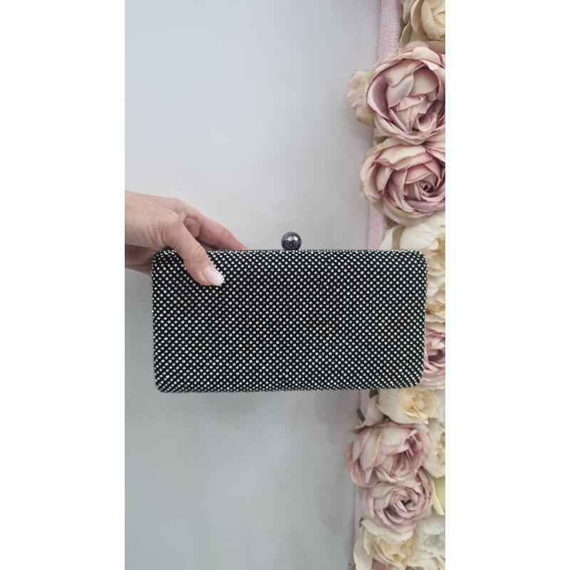 Katrins Fashion Štrasová čierna spoločenská kabelka 26696232