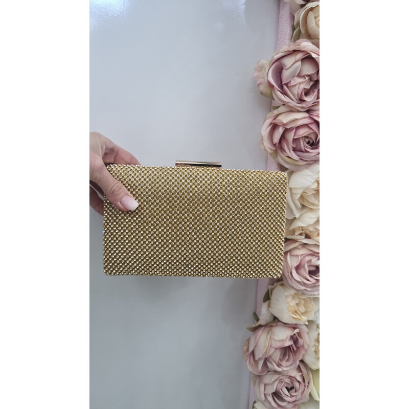 Katrins Fashion Zlatá štrasová spoločenská kabelka 62815700