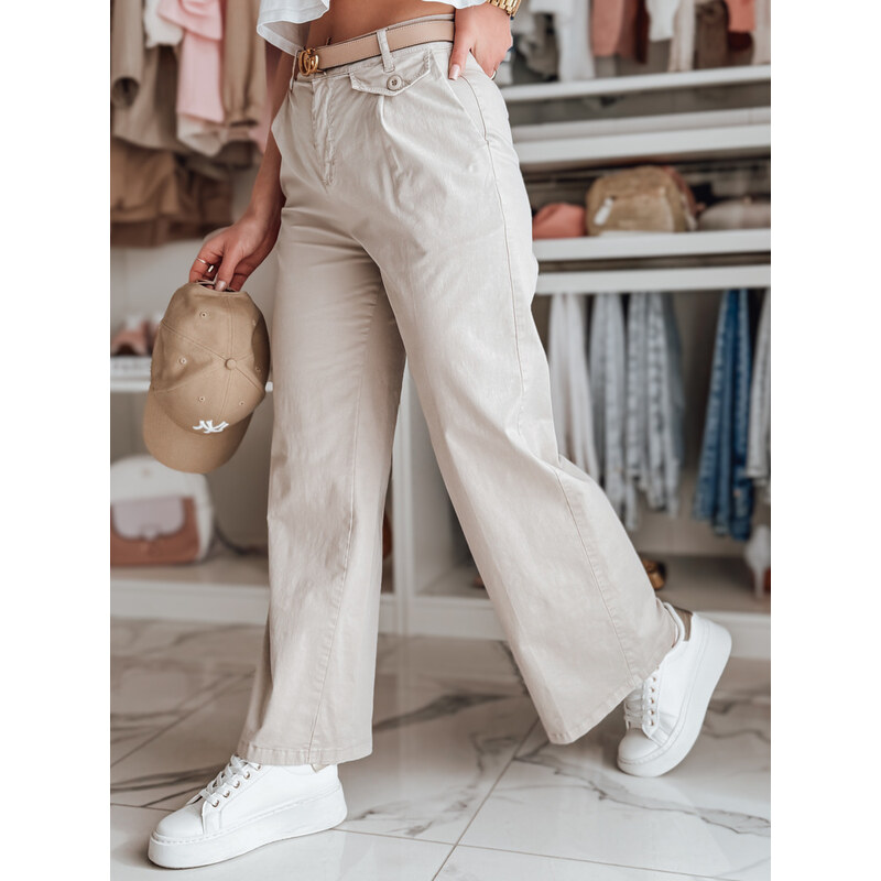 BASIC Dámske svetlobéžové široké nohavice MOBISKA UY2618 62816379