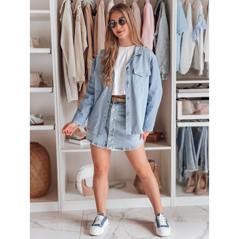 BASIC Dámska svetlomodrá oversize košeľová bunda OVERBOR TY4887 62816384