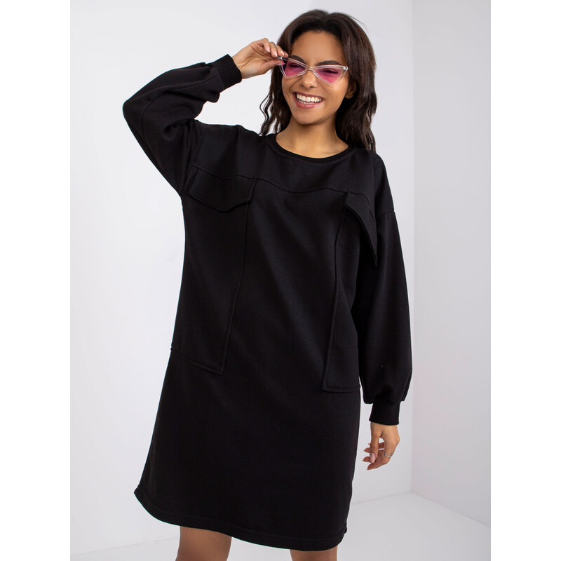 BASIC Čierne šaty s vreckami Carrara -EM-SK-717.33X-black 30372197