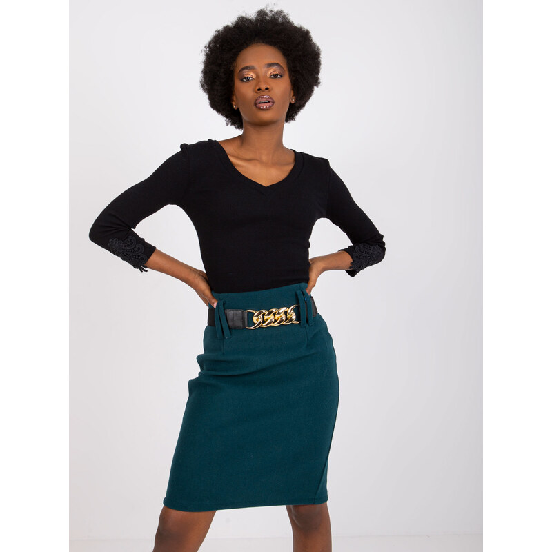 RUE PARIS Čierne rebrované tričko Alissia s čipkou na rukávoch -RV-BZ 57949566