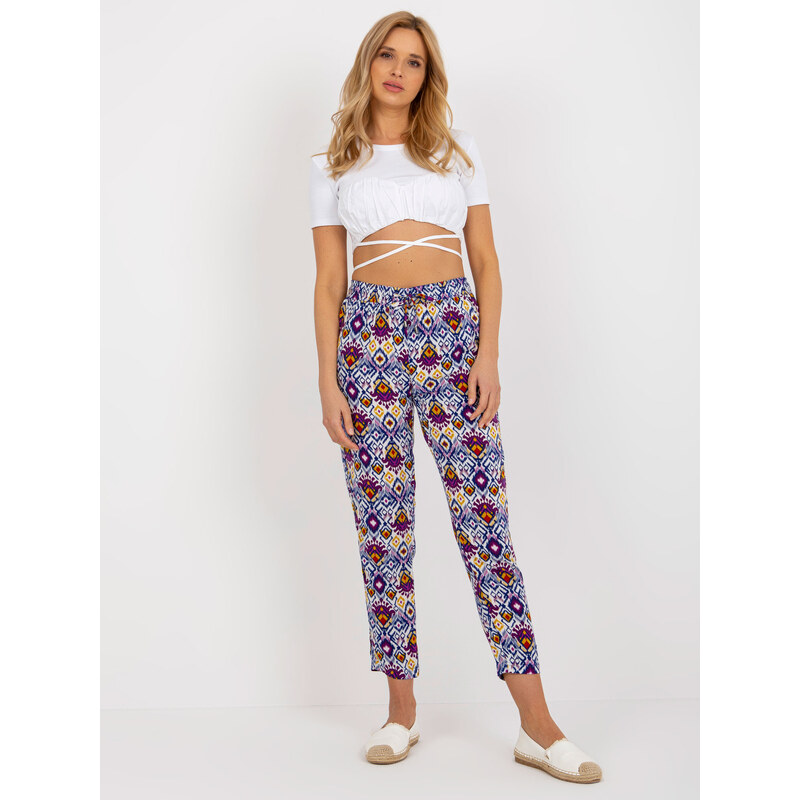 SUBLEVEL Fialové letné vzorované nohavice D73770M61869I-violet 39646141