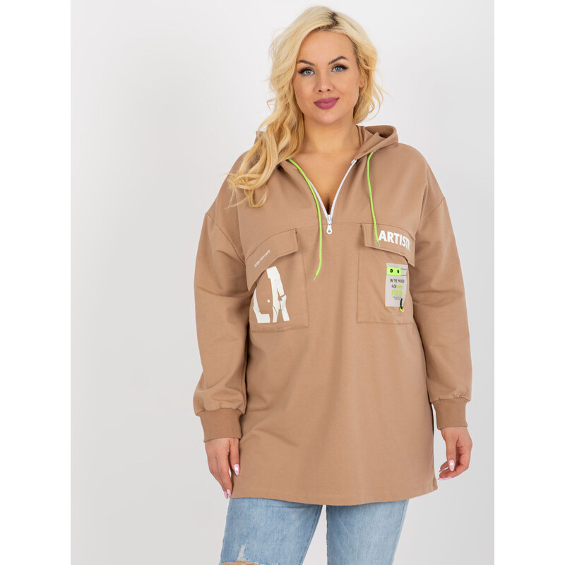 RELEVANCE Béžová oversize mikina Artistic -RV-BL-8258.34-beige 57951435