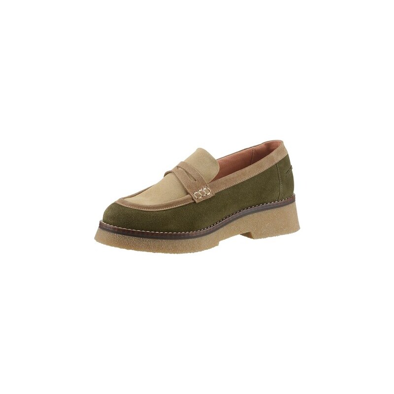 E-shop Kožené semišové mokasíny HEINE, khaki-béžová