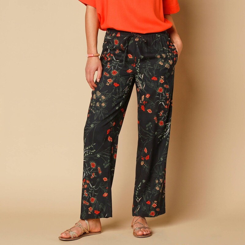 Široké nohavice s potlačou čierna/khaki 038 Blancheporte 50384272