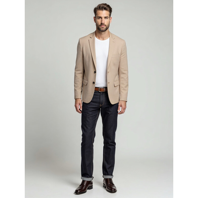 Ombre Elegant mens SLIM FIT jacket with rayon - beige 64788962
