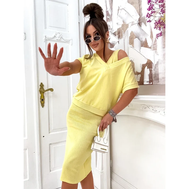 Resti Womens set with a revealing sweatshirt and knee-length dress 65356080