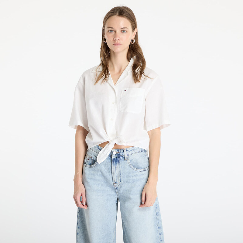 Tommy Hilfiger Košeľa Tommy Jeans Crop Linen Shortsleeve Shirt White 62841122