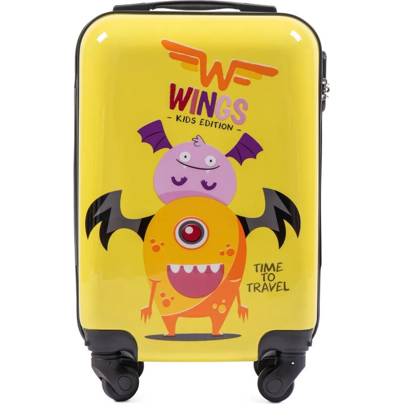 Žltý detský kufor MONSTER veľ. XS PC-KD01, Small cabin suitcase Wings 62841586