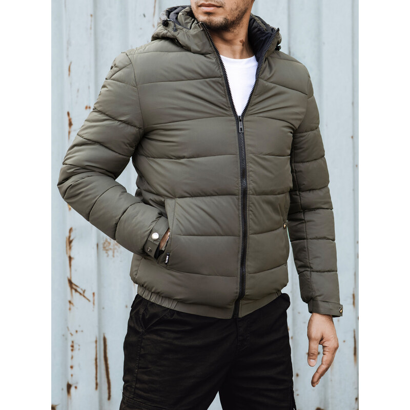 BASIC Khaki pánska prešívaná zimná bunda s kapucňou TX4846 57236370