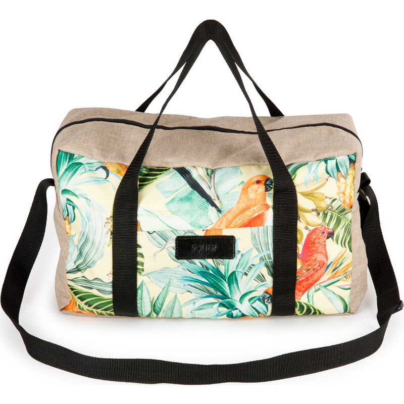 Solier Béžová príručná taška s tropickým vzorom S16 (TORBA STB01 BEIGE 44502154