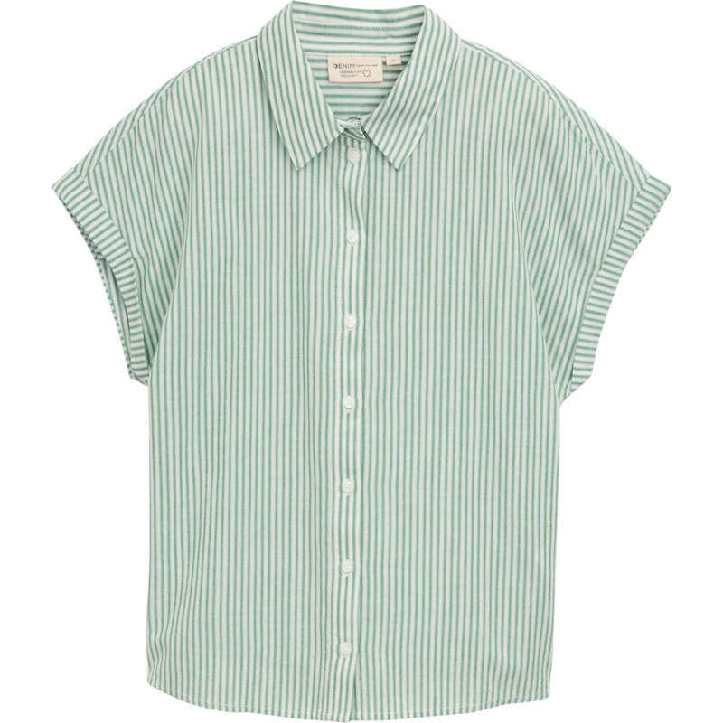 TOM TAILOR DENIM Blúzka svetlozelená / šedobiela 63159006