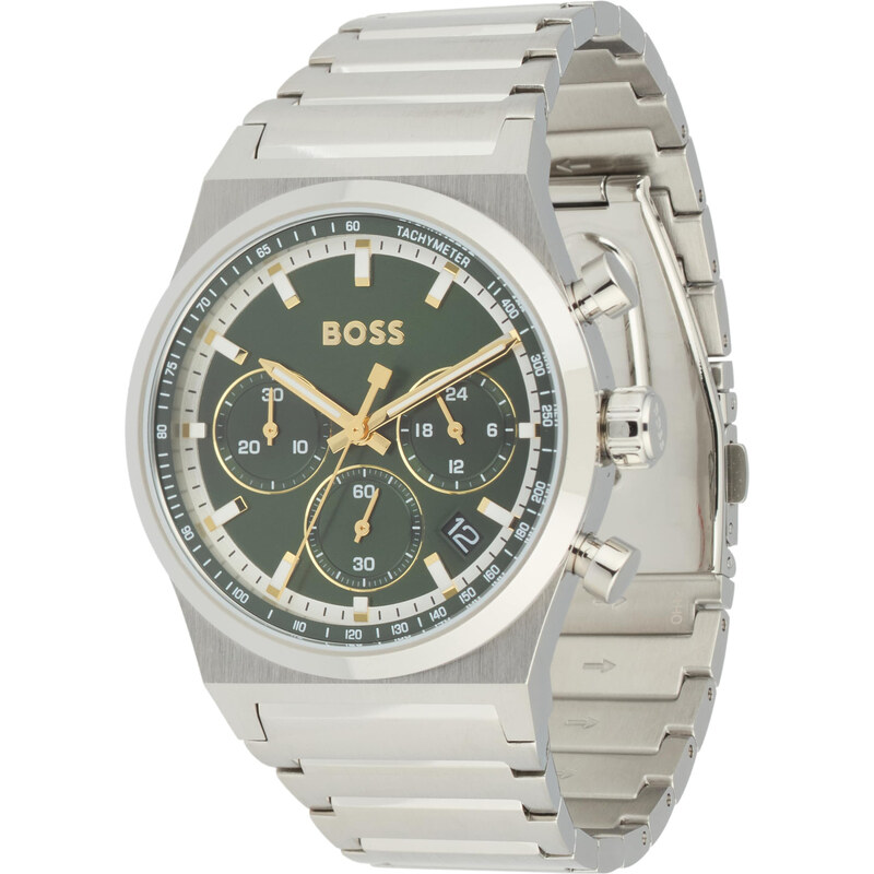 BOSS Analógové hodinky CANDOR CHRONO zlatá / tmavozelená / strieborná 62847896