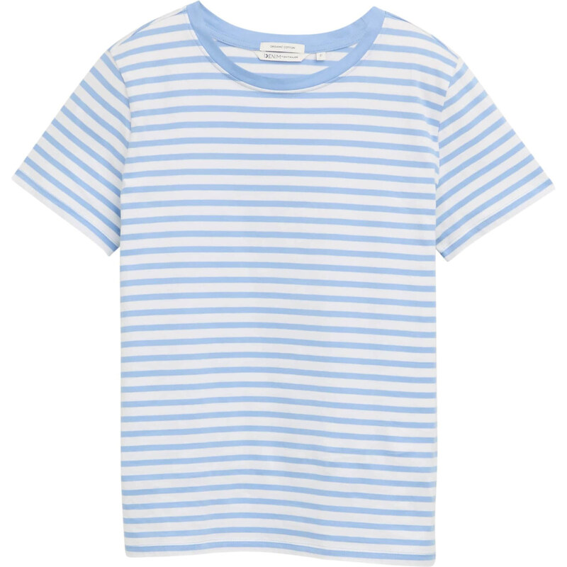 TOM TAILOR DENIM Tričko svetlomodrá / šedobiela 62847340