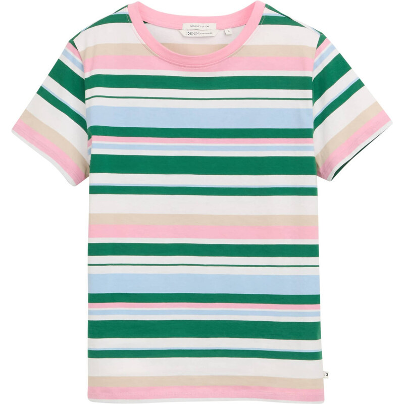 TOM TAILOR DENIM Tričko béžová / zelená / ružová / biela 62847341