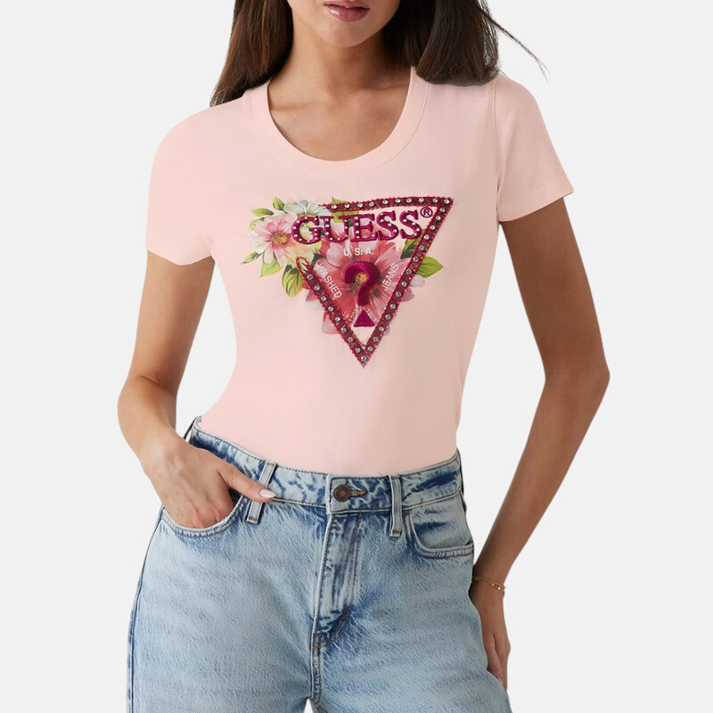 Dámské lososově růžové triko Guess 56167 62853820