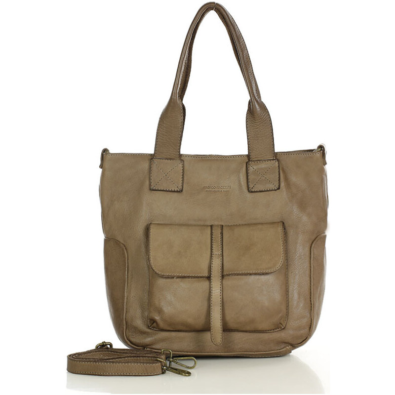 MARCO MAZZINI Mestská kožená kabelka | béžová v247d 62857676