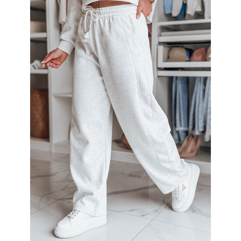 BASIC Dámske svetlosivé tepláky so širokými nohavicami UY2685 62857743