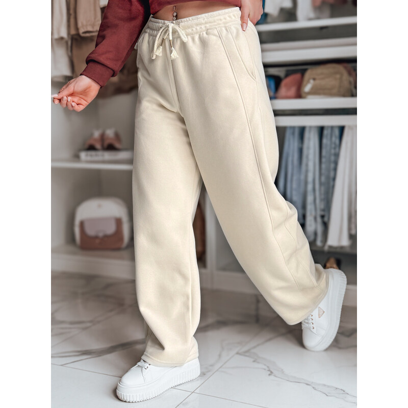 BASIC Dámske béžové tepláky so širokými nohavicami UY2689 62857744