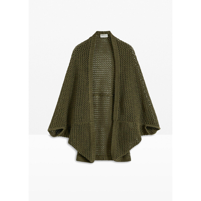 bonprix Ažúrové pončo s plátnom, farba zelená 62858159