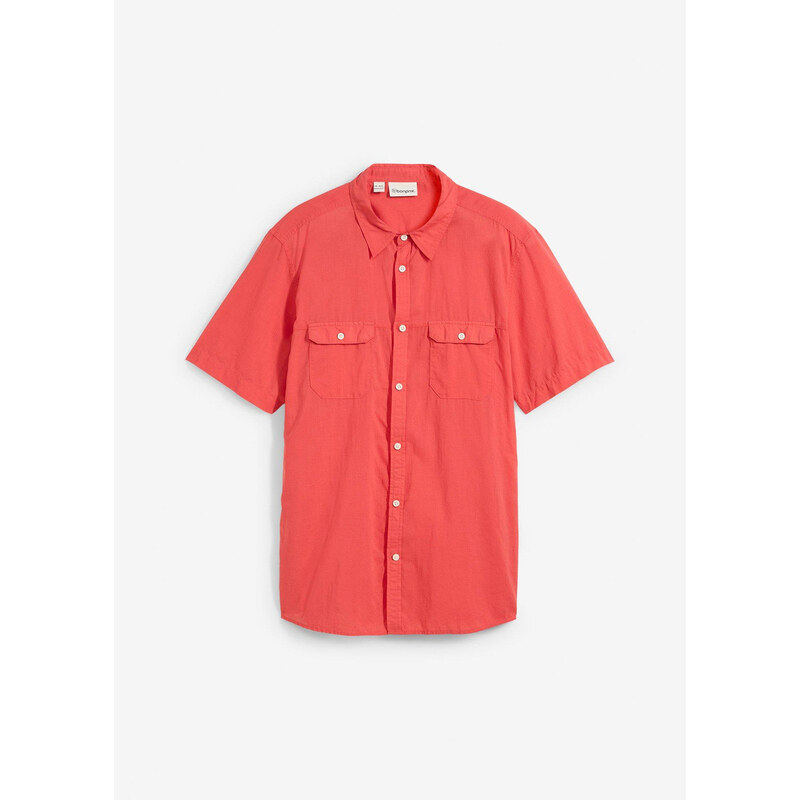bonprix Košeľa s krátkym rukávom z čistej bavlny, farba ružová 62858160