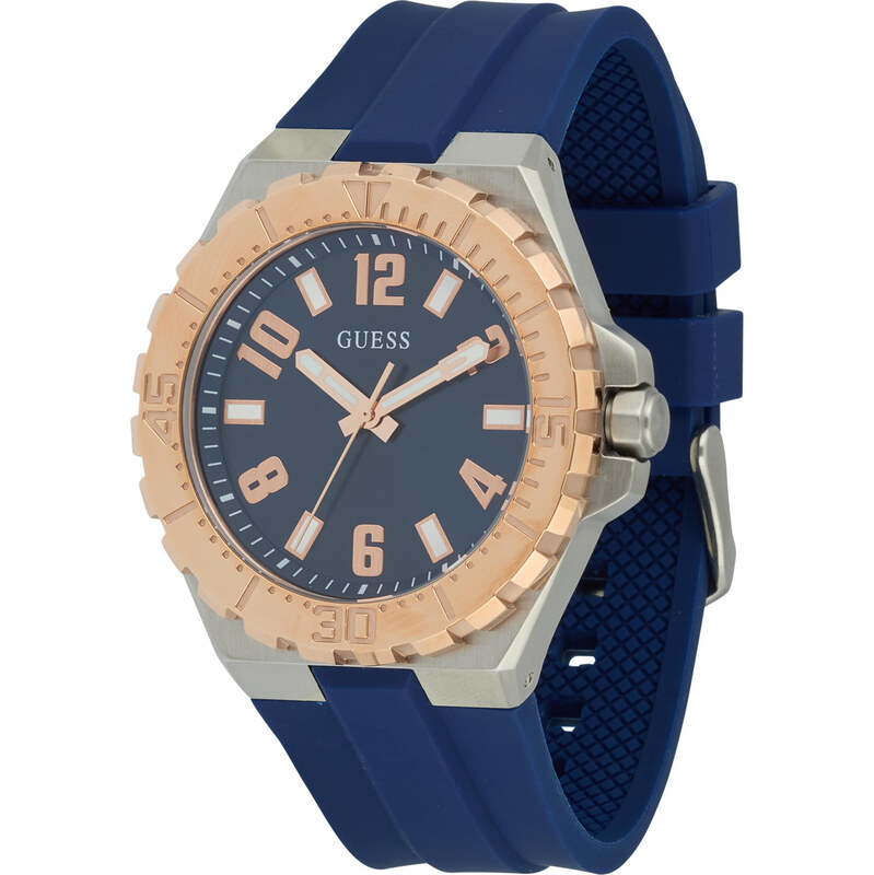 GUESS Analógové hodinky CAMPUS tmavomodrá / zlatá / strieborná / biela 62864081