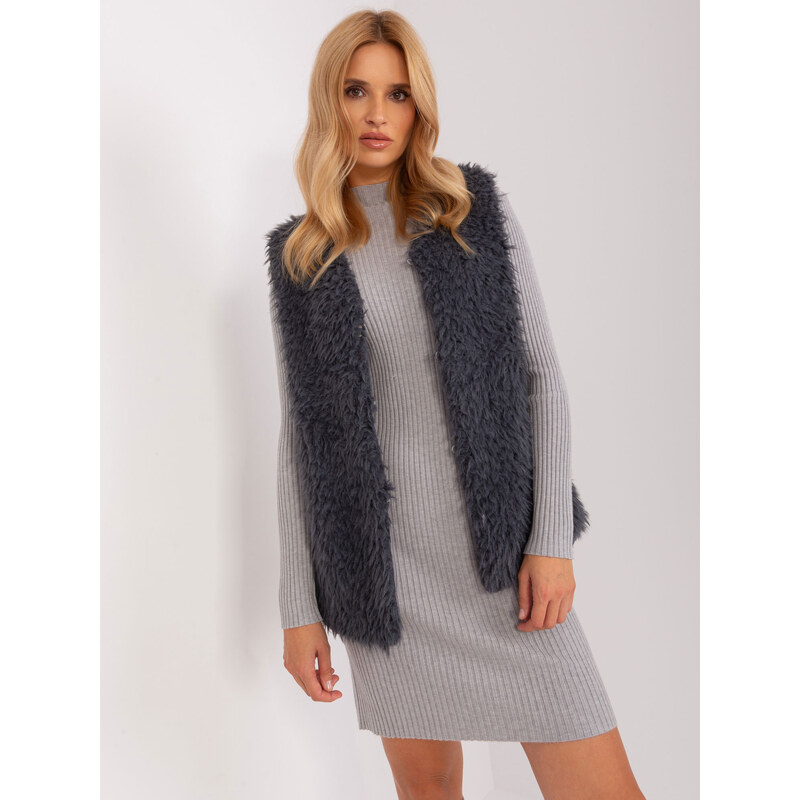 BASIC Tmavosivá chlpatá vesta -TW-KZ-1402.10P-dark grey 46156947